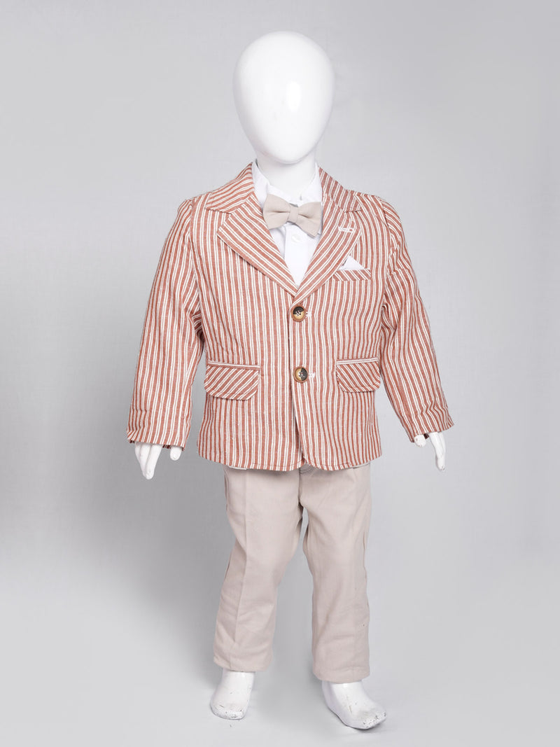 Red Striped Boys Suit for Kids 4 Piece Set Complete Suit (BST5-26)