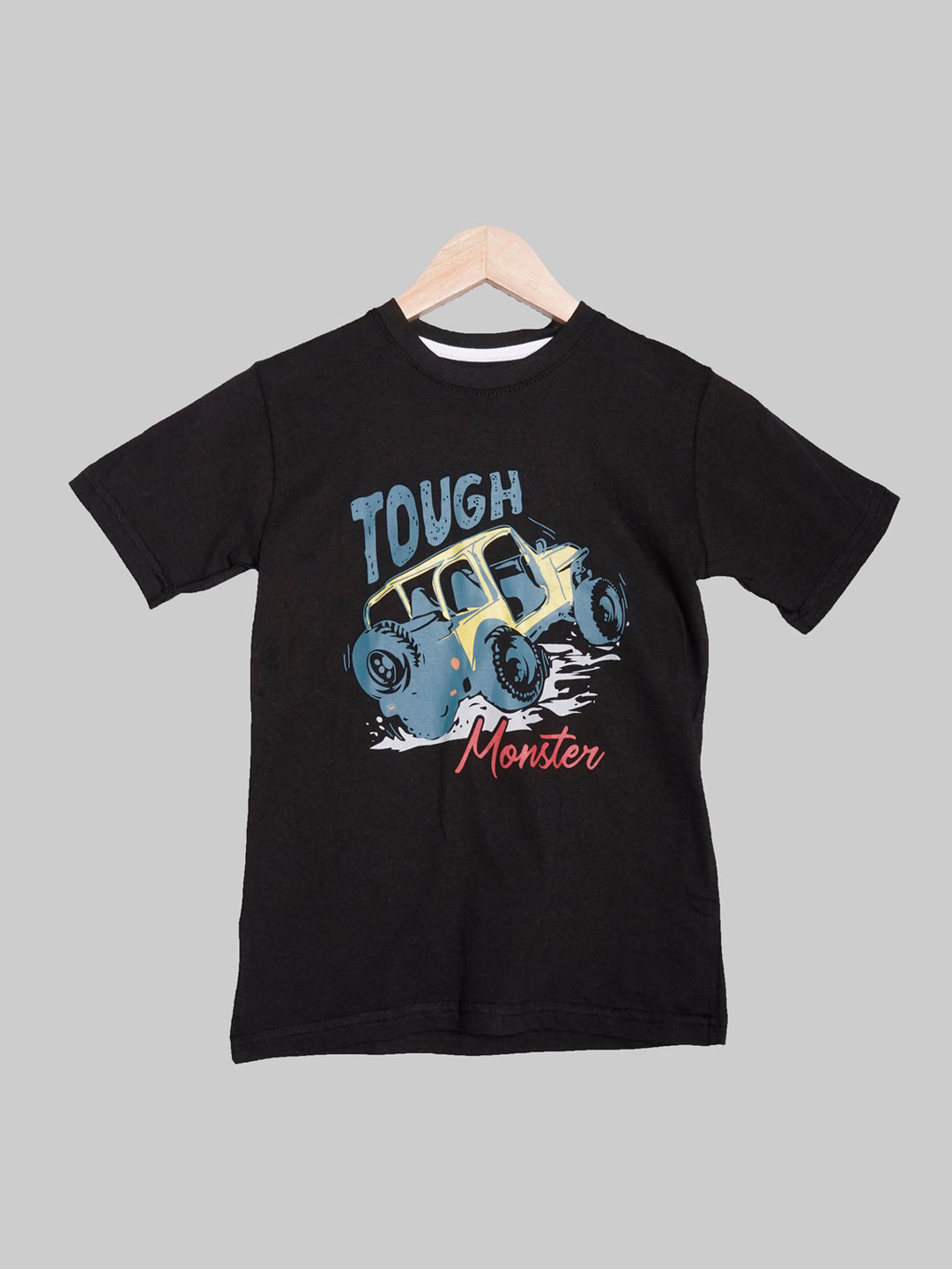 Tough Monster Black Half Sleeves Boys T-Shirt (BT-101)