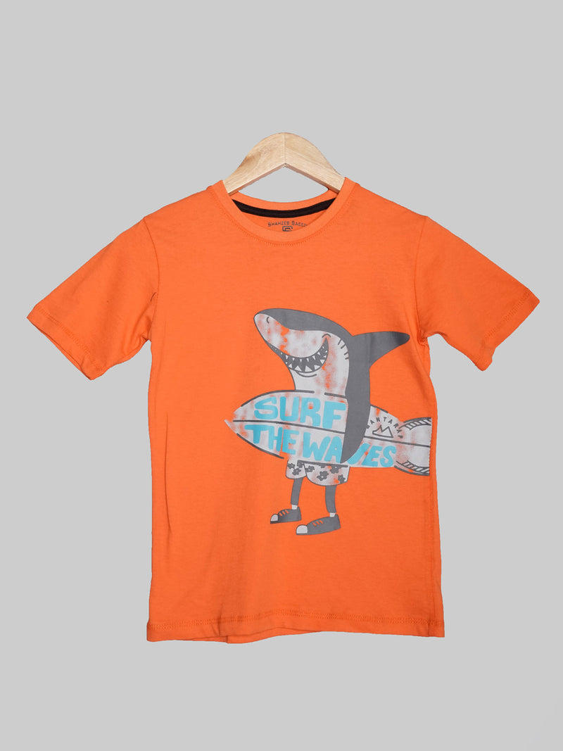 Surf The Waves Orange Half Sleeves Boys T-Shirt (BT-102)