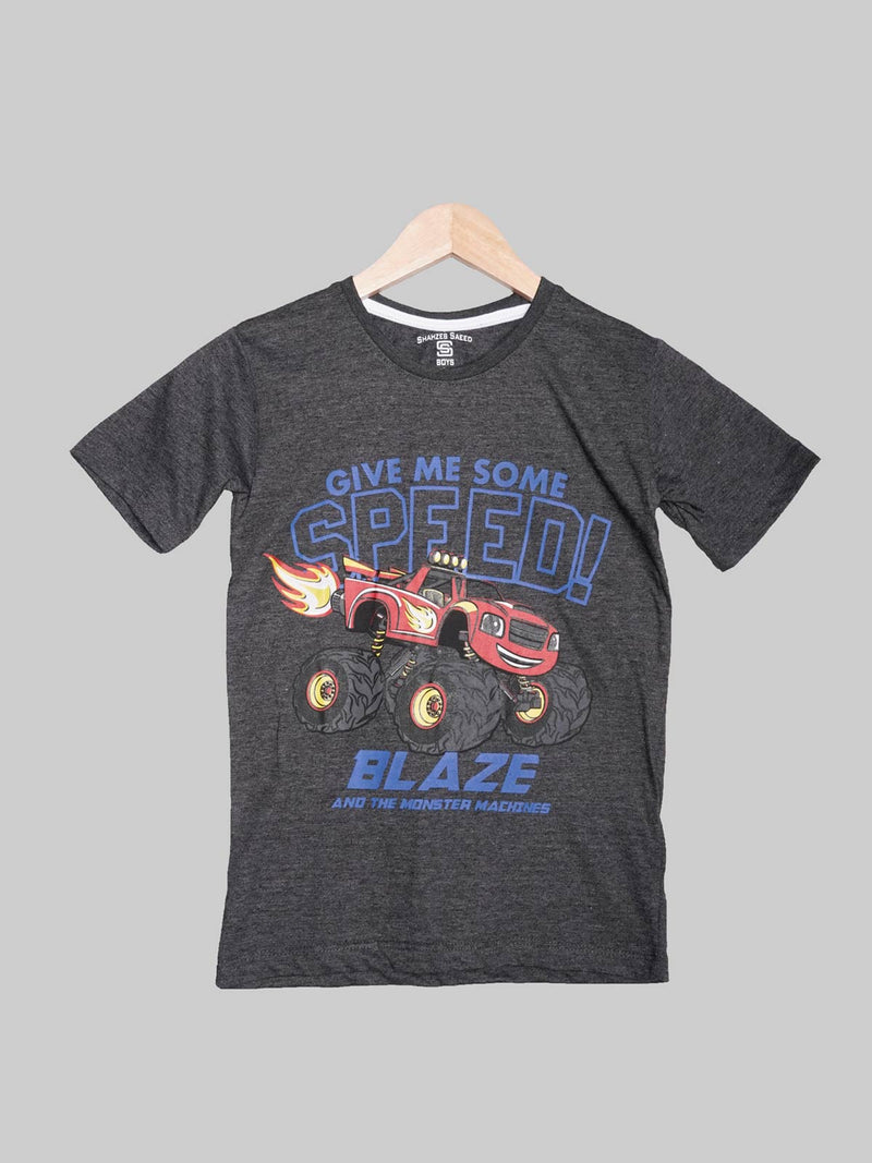 Speed Blaze Dark Grey Half Sleeves Boys T-Shirt (BT-105)