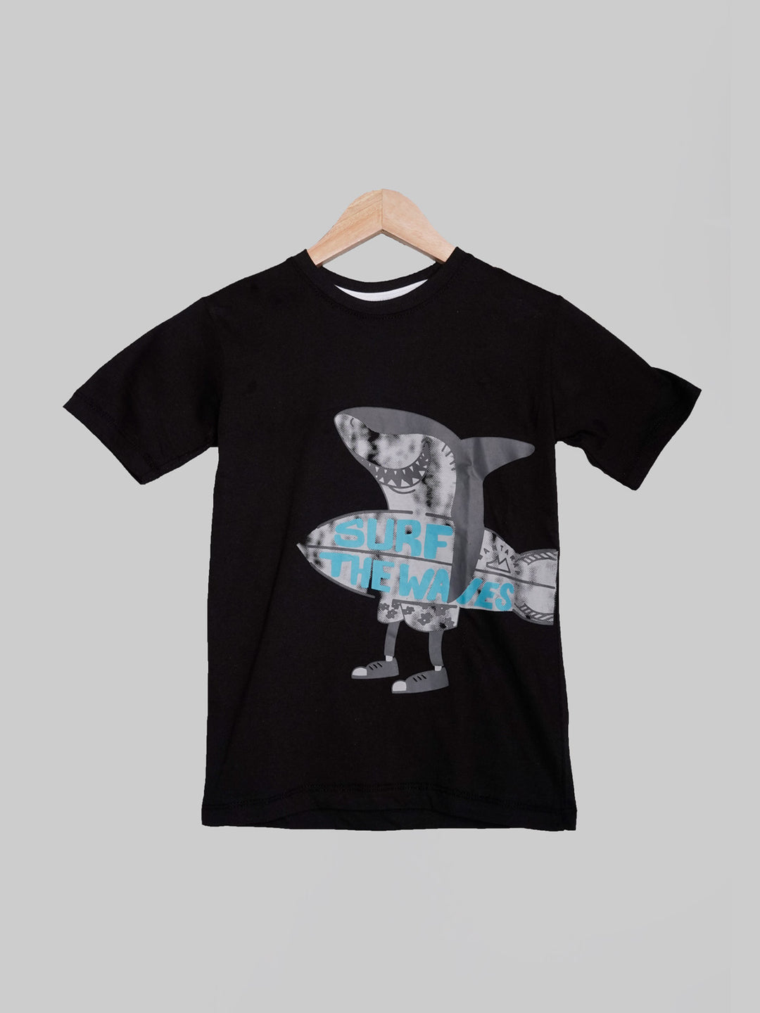 Surf The Waves Black Half Sleeves Boys T-Shirt (BT-93)