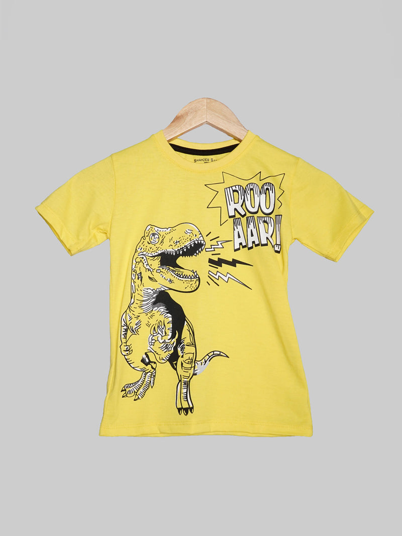 Rooar Yellow Half Sleeves Boys T-Shirt (BT-96)