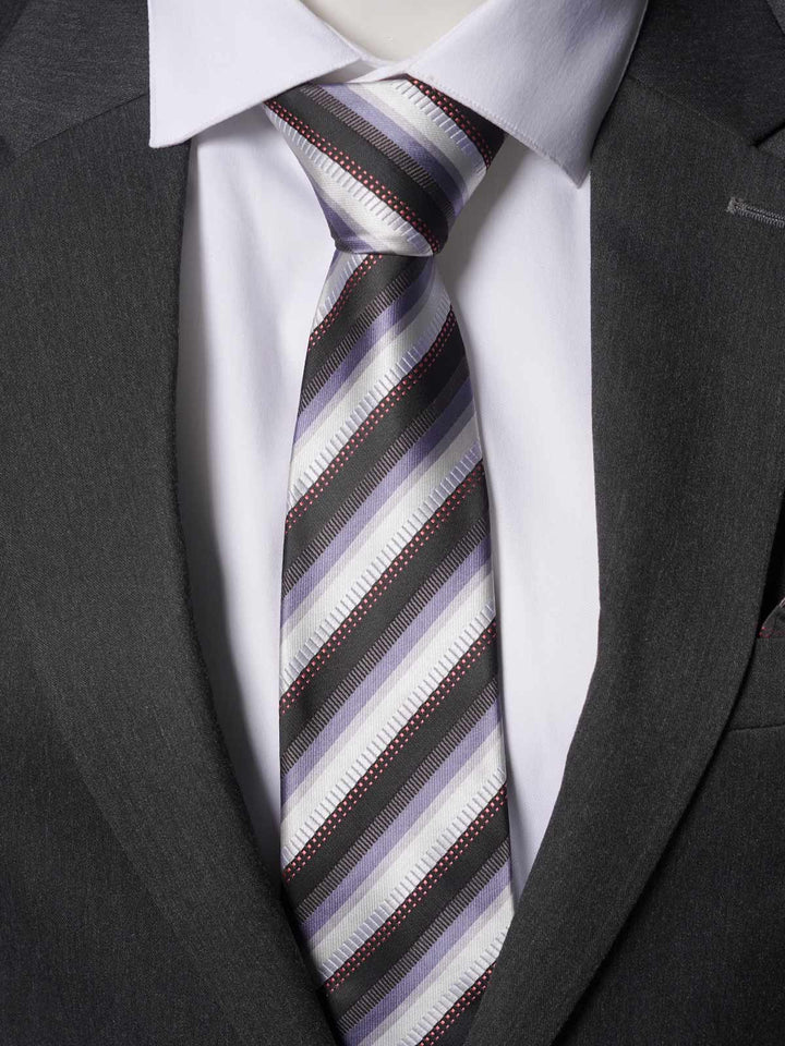 Black Double Stripes Tie Set (TS-164)