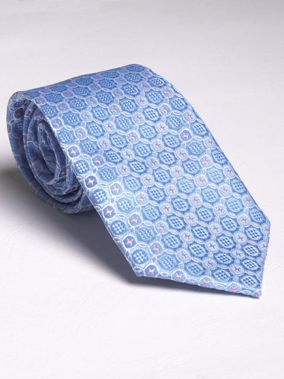 Blue Ditsy Geometric Print Tie (TIE-551)