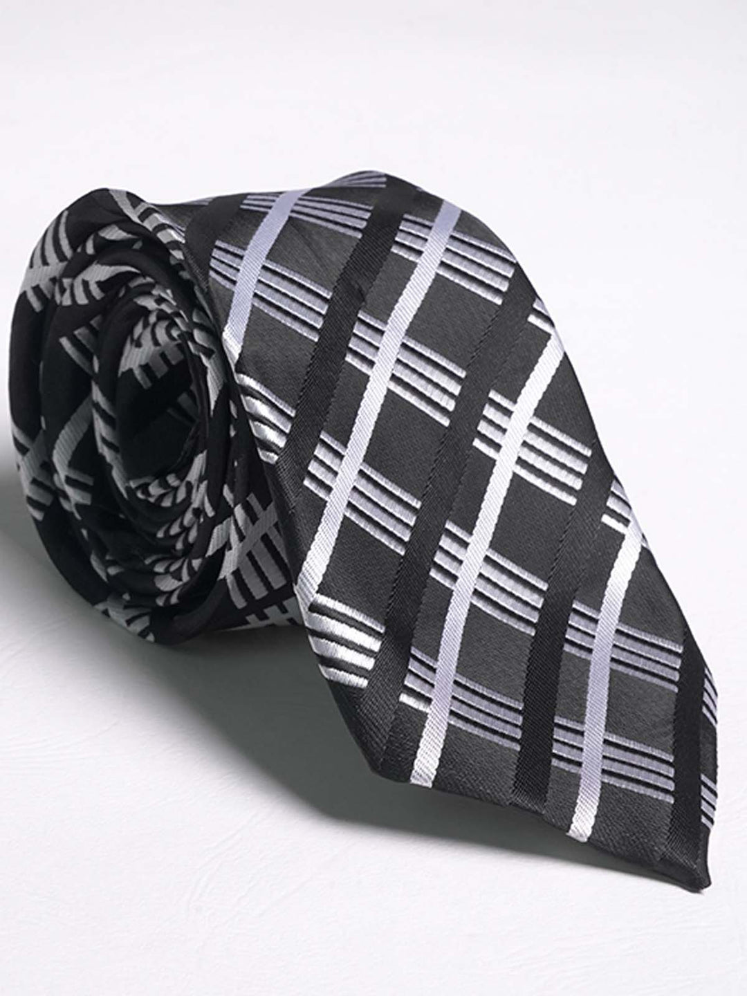 Black & White Double Cross Stripe Tie (TIE-548)