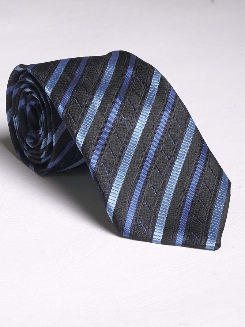 Blue Luxury Double Stripe Print Tie (TIE-580)