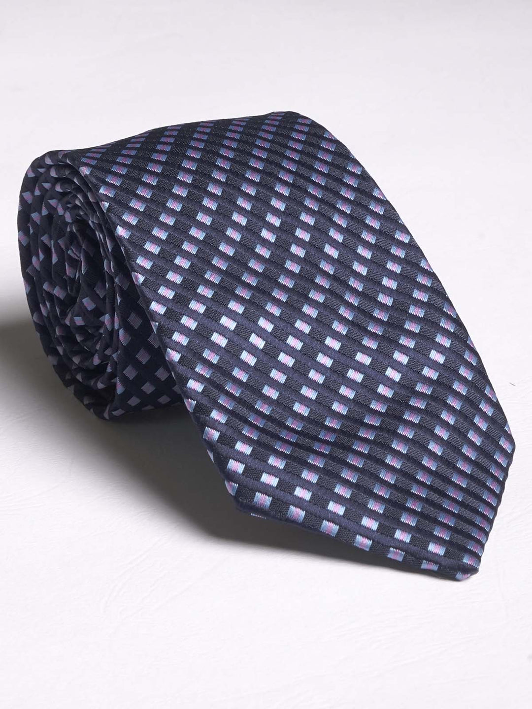 Blue Square With Stripe Print Tie (TIE-564)