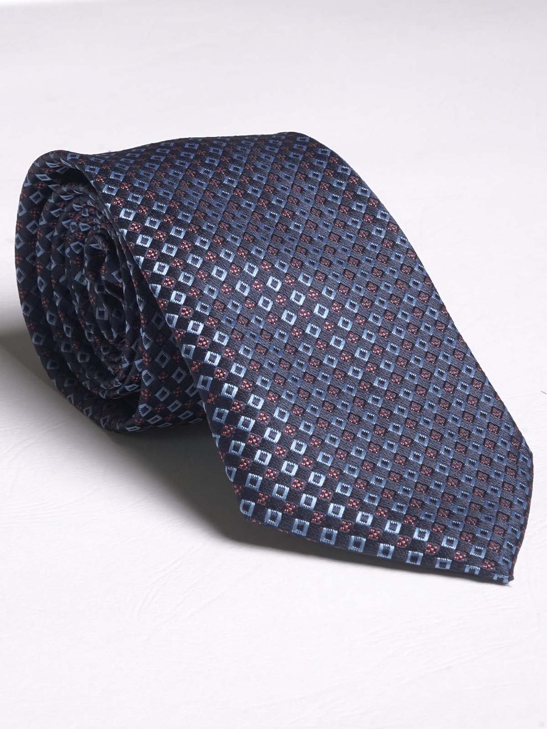 Blue With Square Print Tie (TIE-563)