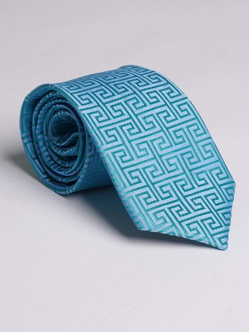 Turquoise Printed Tie (TIE-736)