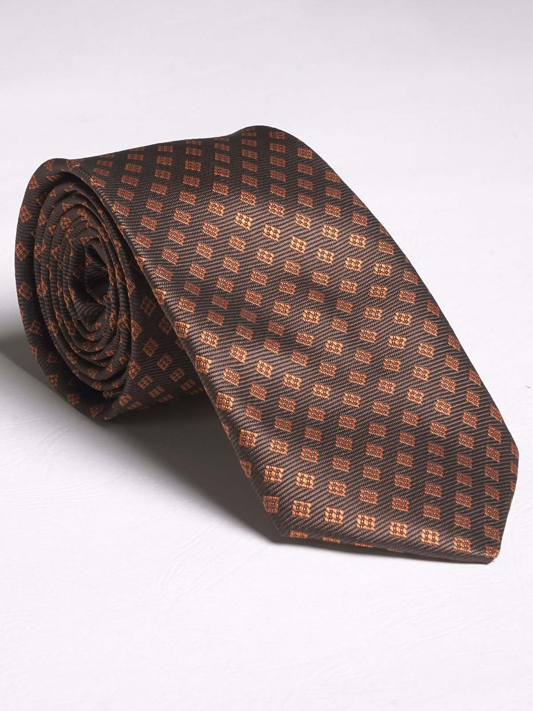 Brown Ditsy Geometric Print Tie (TIE-574)