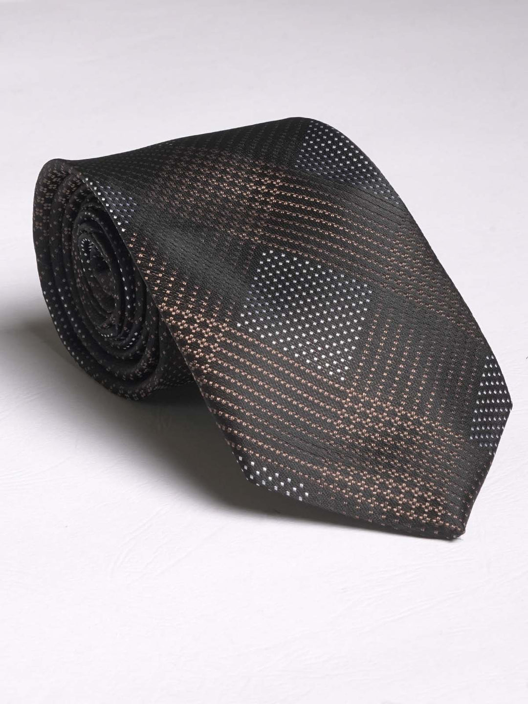 Brown Luxury Square Stripe Print Tie (TIE-590)