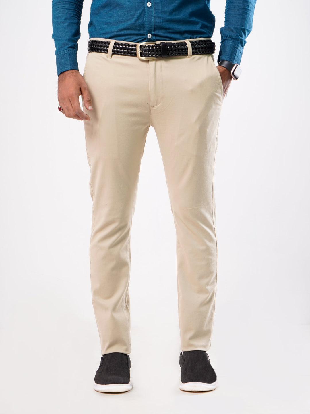 Beige Plain Cotton Chino-24