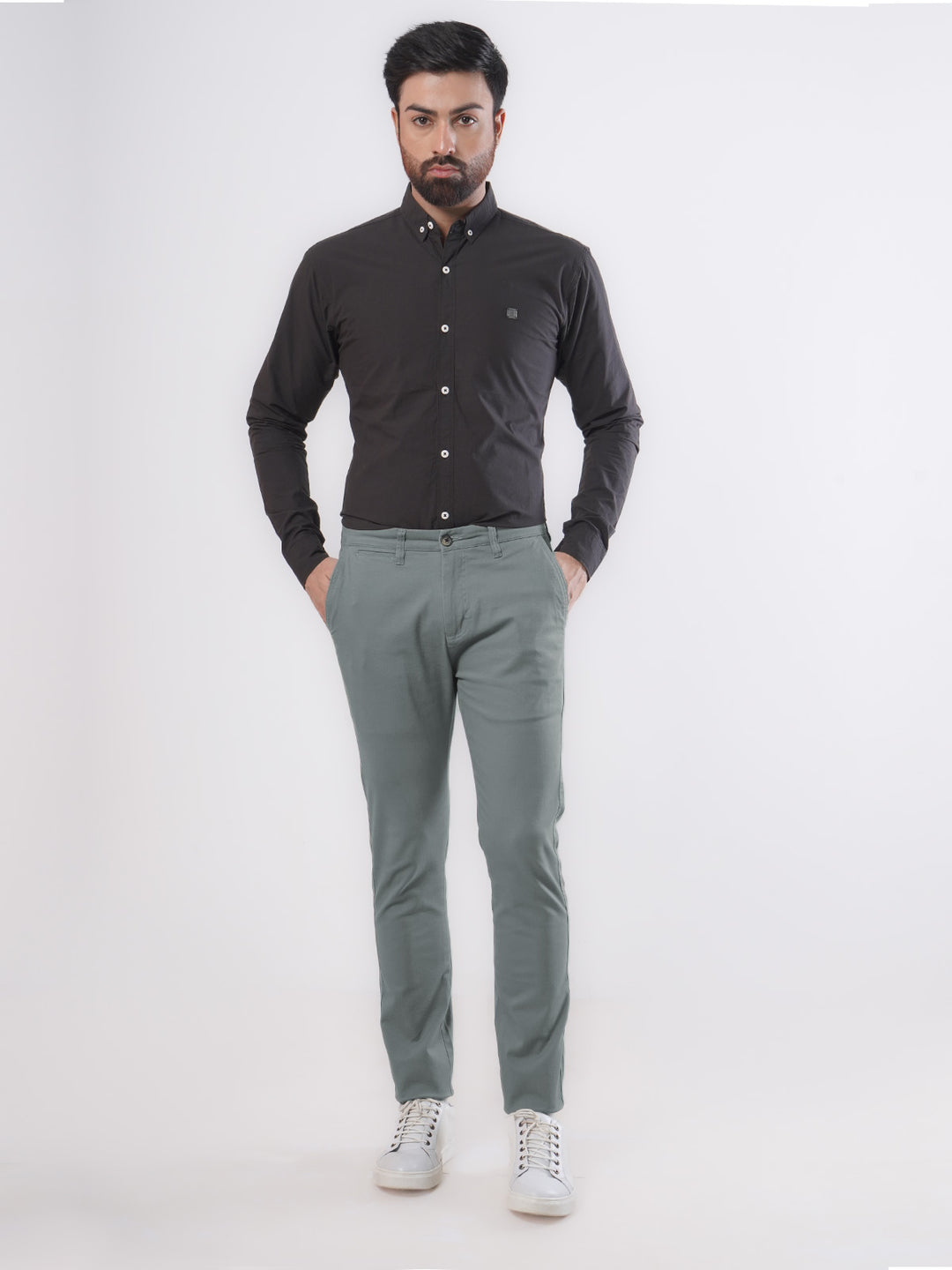 Grey Plain Cotton Chino Pant-26