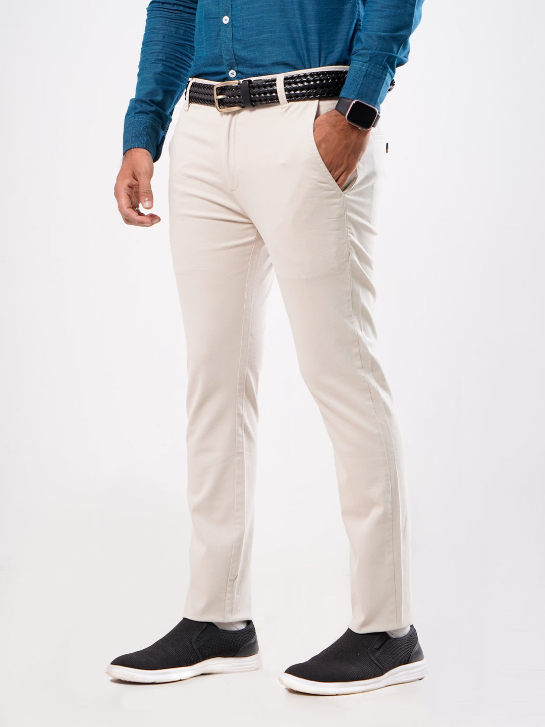 Beige Plain Cotton Chino-22