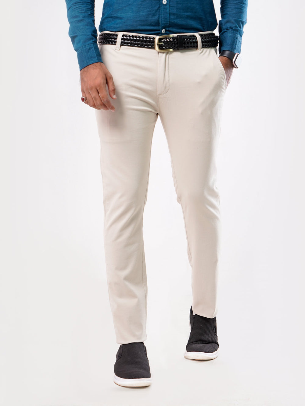 Beige Plain Cotton Chino-22