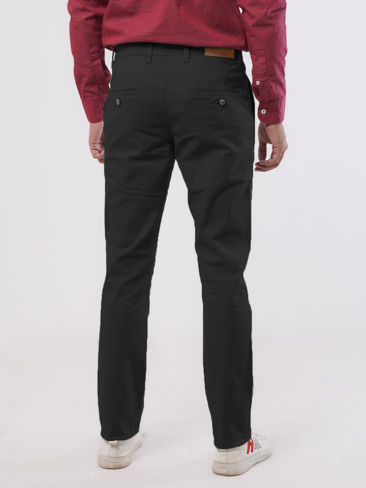 Black Plain Cotton Chino Pant-27