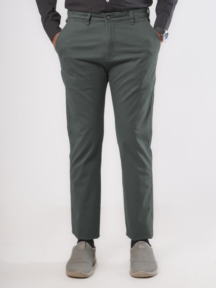 Dark Green Plain Cotton Chino Pant-26