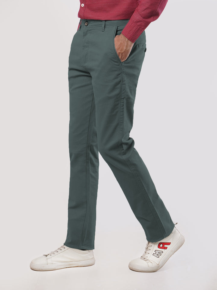 Teal Green Plain Cotton Chino Pant-25