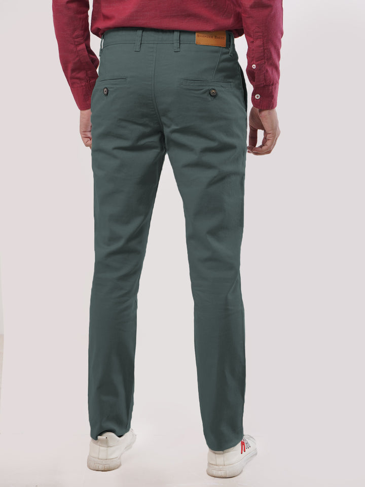 Teal Green Plain Cotton Chino Pant-25