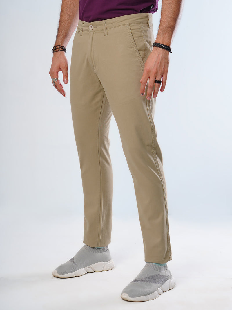 Dark Khaki Plain Cotton Chino Pant-29