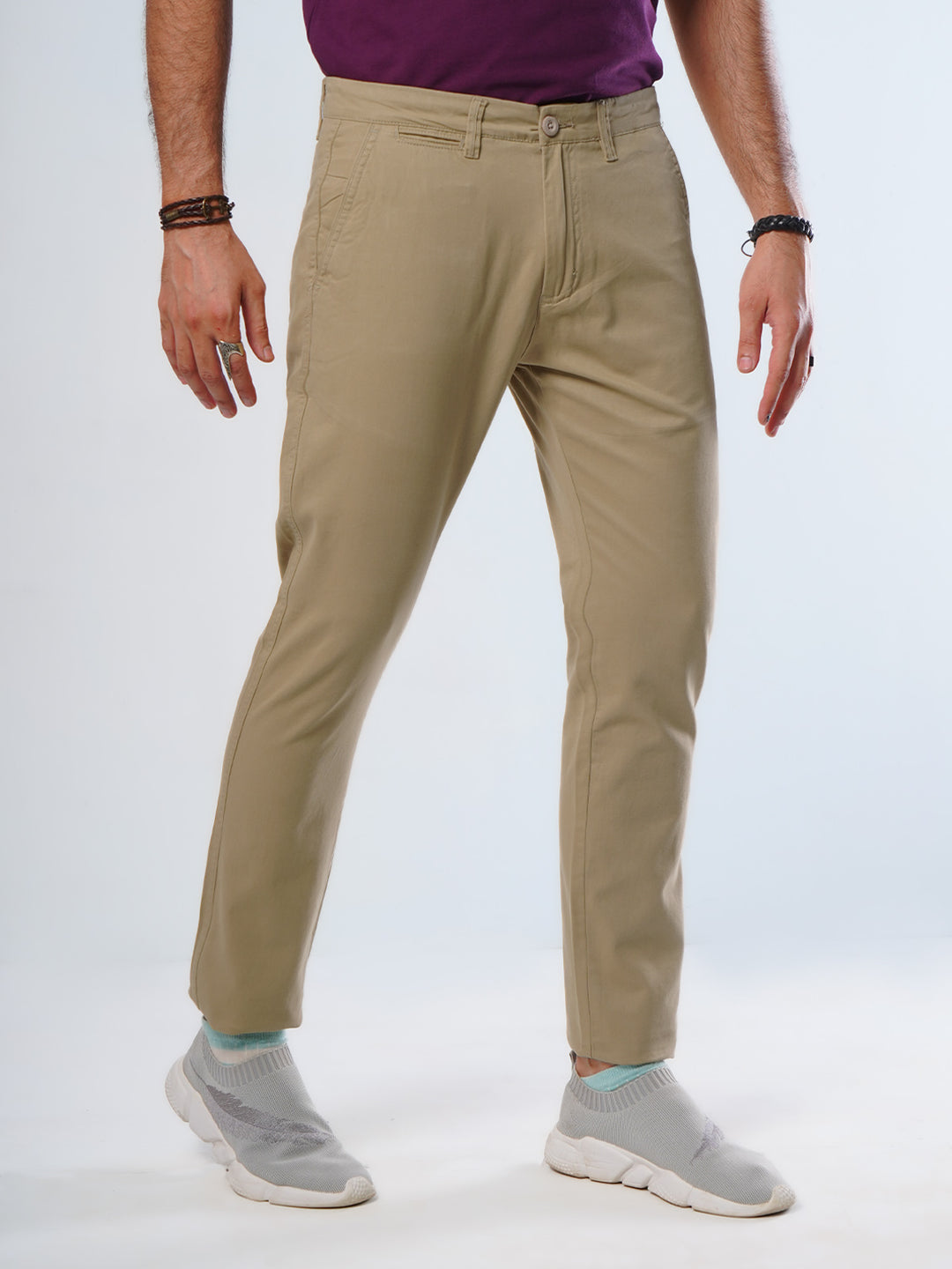 Dark Khaki Plain Cotton Chino Pant-29