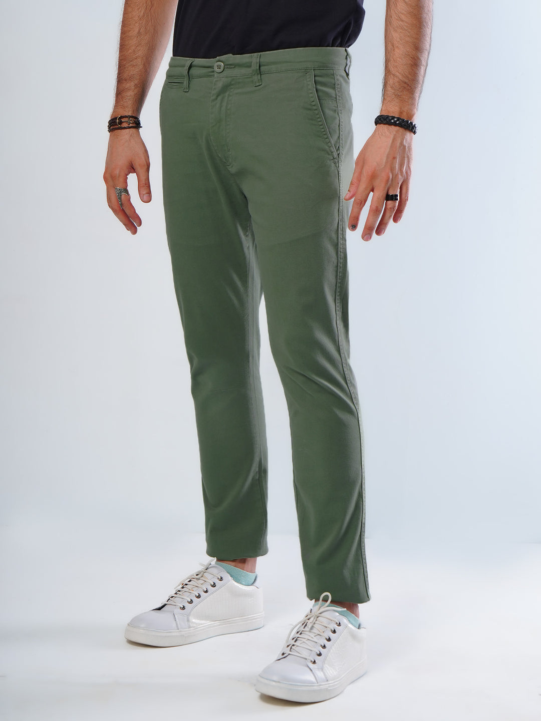 Sage Green Plain Cotton Chino Pant-29