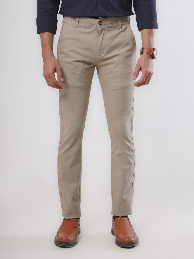 Light Fawn Plain Cotton Chino Pant-25