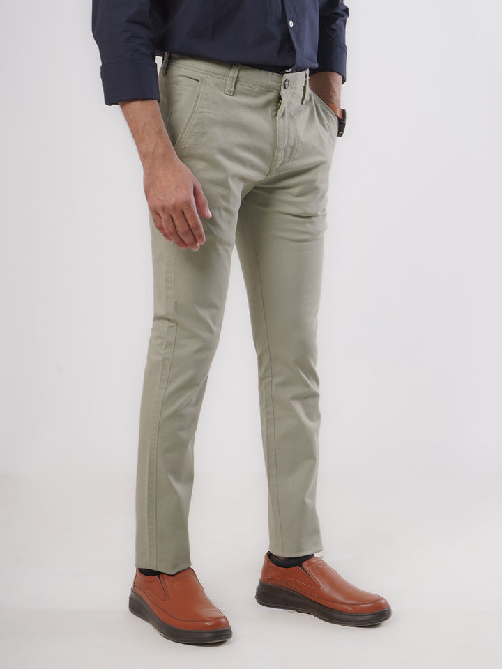 Light Olive Green Plain Cotton Chino Pant-28