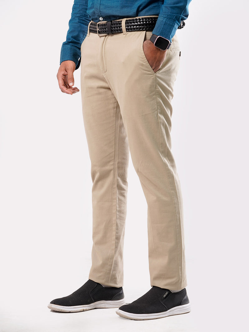 Light Khaki Plain Cotton Chino Pant-25