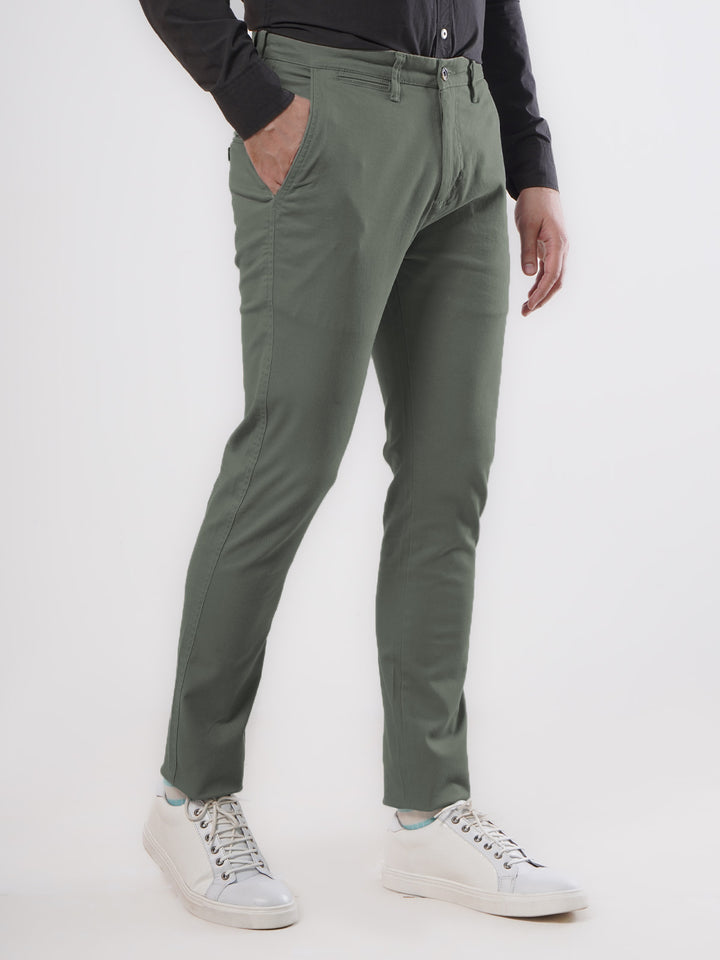 Olive Green Plain Cotton Chino Pant-27