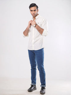 Cream Plain Button Down Casual Shirt (CSB-004)