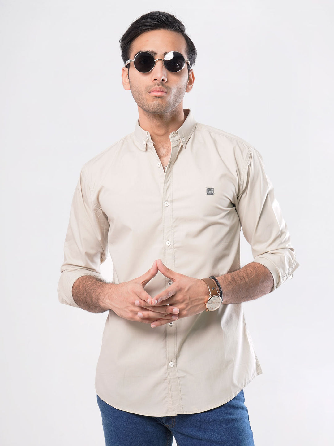 Fawn Plain Button Down Casual Shirt (CSB-017)