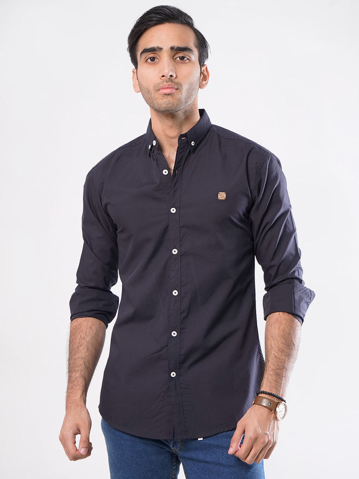 Navy Blue Plain Button Down Casual Shirt (CSB-043)