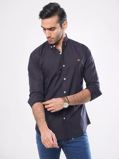 Navy Blue Plain Button Down Casual Shirt (CSB-043)