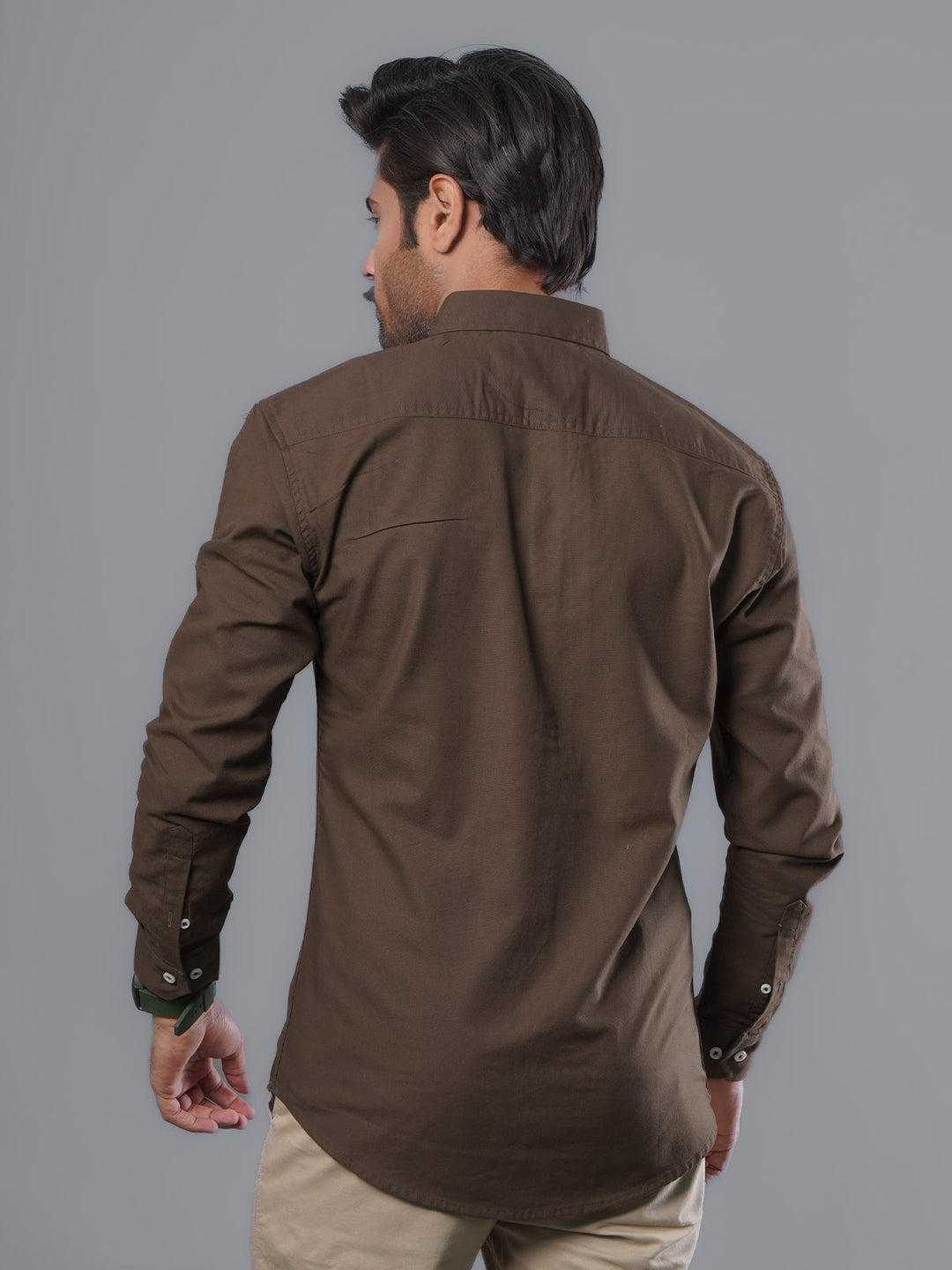 Chocolate Brown Plain Button Down Casual Shirt (CSB-101)