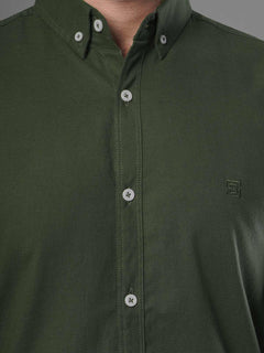 Dark Green Plain Button Down Casual Shirt (CSB-104)