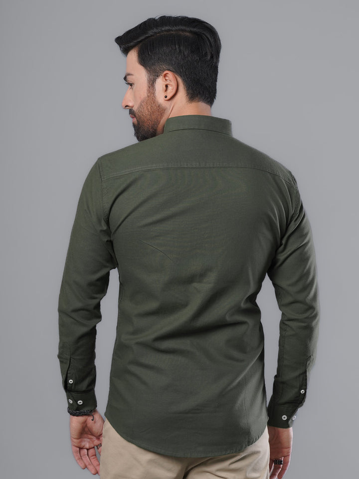 Dark Green Plain Button Down Casual Shirt (CSB-104)