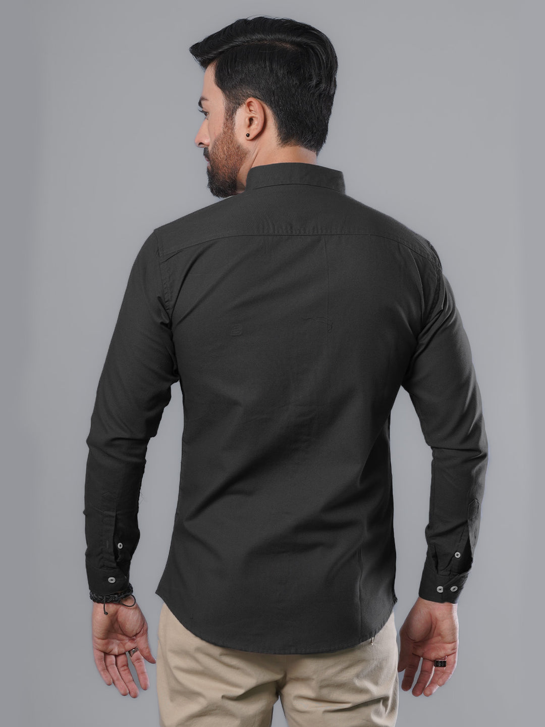 Dark Grey Plain Button Down Casual Shirt (CSB-106)