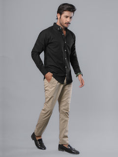 Black Plain Button Down Casual Shirt (CSB-107)