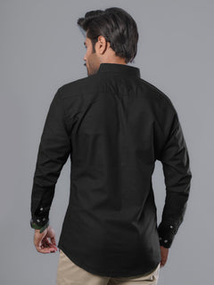 Black Plain Button Down Casual Shirt (CSB-107)