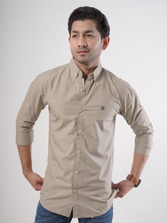 Light Brown Plain Button Down Casual Shirt (CSB-50)