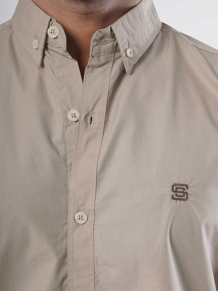 Light Brown Plain Button Down Casual Shirt (CSB-50)