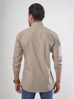 Light Brown Plain Button Down Casual Shirt (CSB-50)