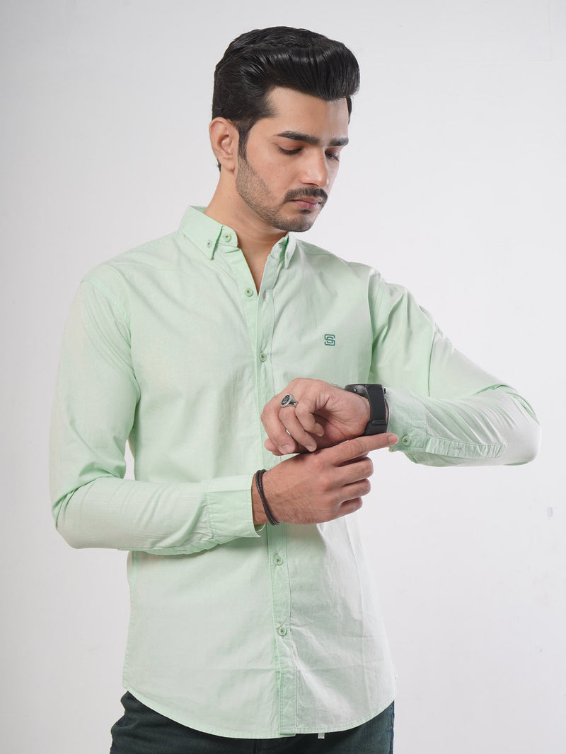 Pistachio Plain Button Down Casual Shirt (CSB-51)