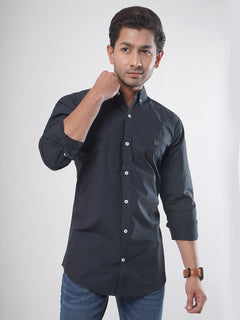 Navy Blue Plain Button Down Casual Shirt (CSB-54)