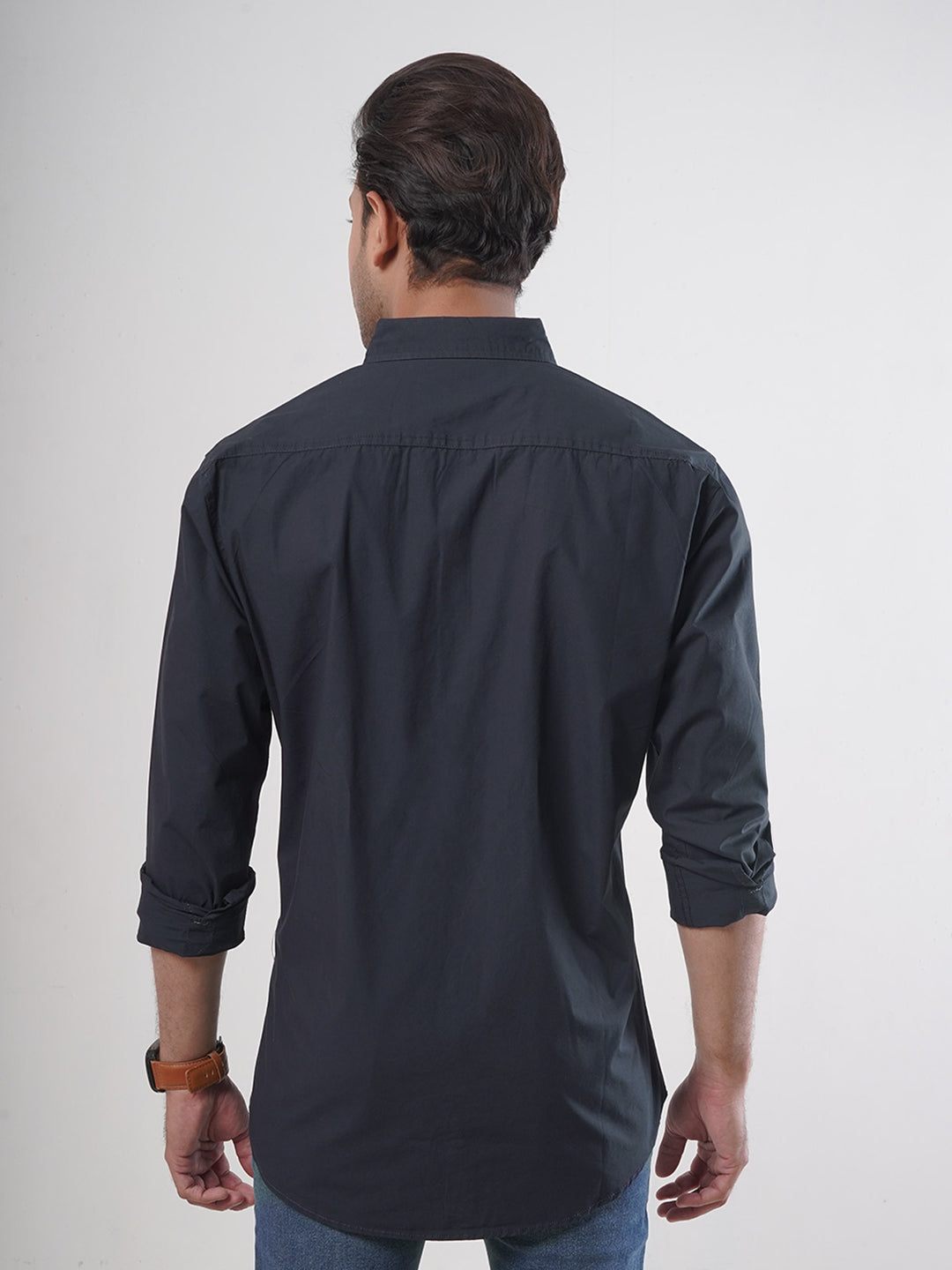 Navy Blue Plain Button Down Casual Shirt (CSB-54)