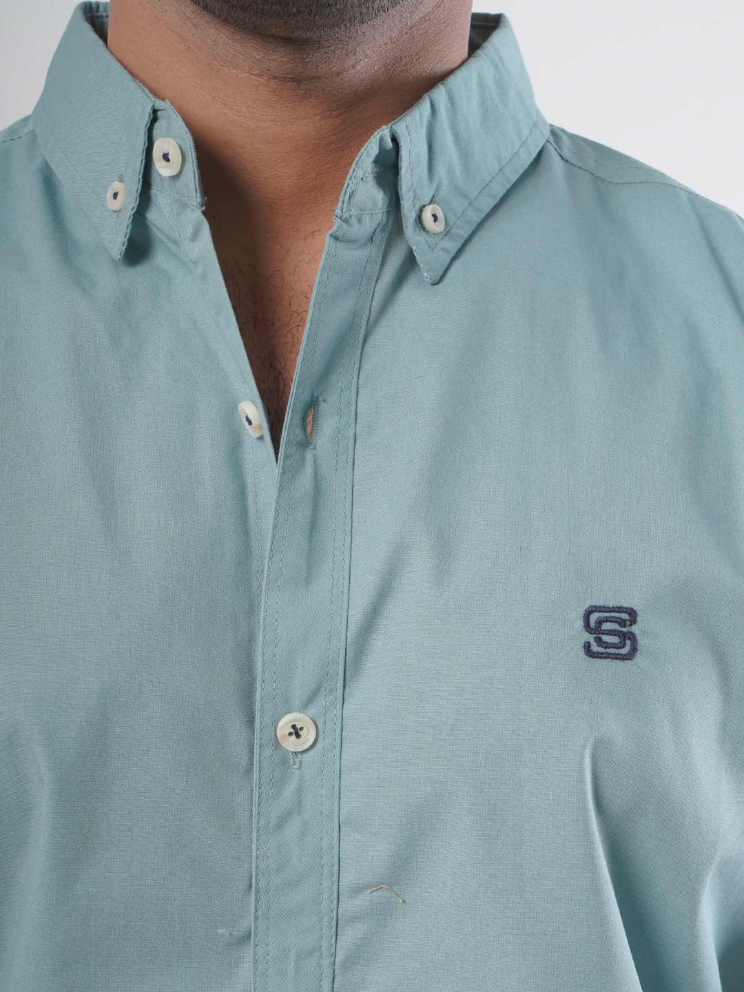 Teal Green Plain Button Down Casual Shirt (CSB-55)