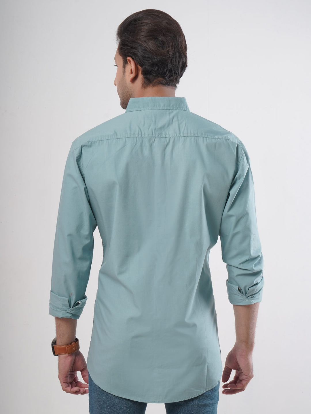 Teal Green Plain Button Down Casual Shirt (CSB-55)