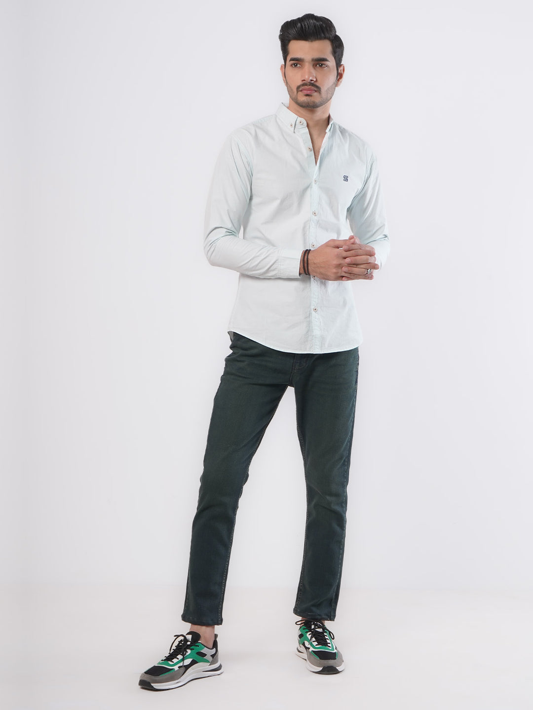 Light Blue Plain Button Down Casual Shirt (CSB-56)