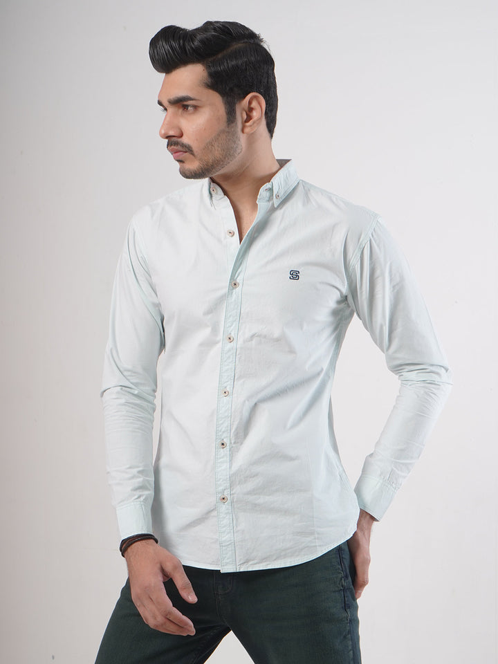 Light Blue Plain Button Down Casual Shirt (CSB-56)